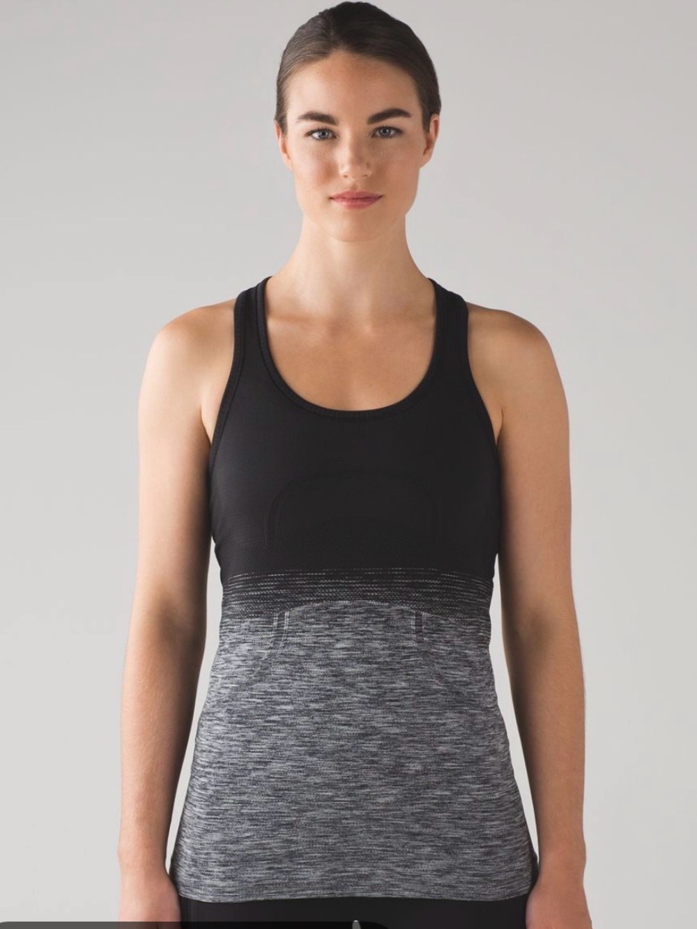 Lululemon Swiftly Tech Racerback Tank 2.0 Black Grey Ombre Striped Size 4